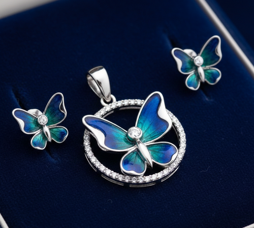 Butterfly Pendant Set With Chain