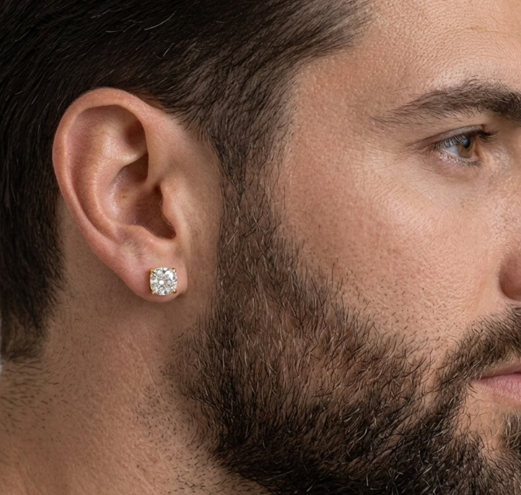 Karan Aujla inspired Moissanite Cushion cut studs (With Certificate) 7.5mm