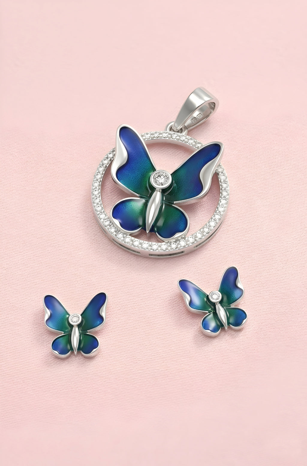 Butterfly Pendant Set With Chain