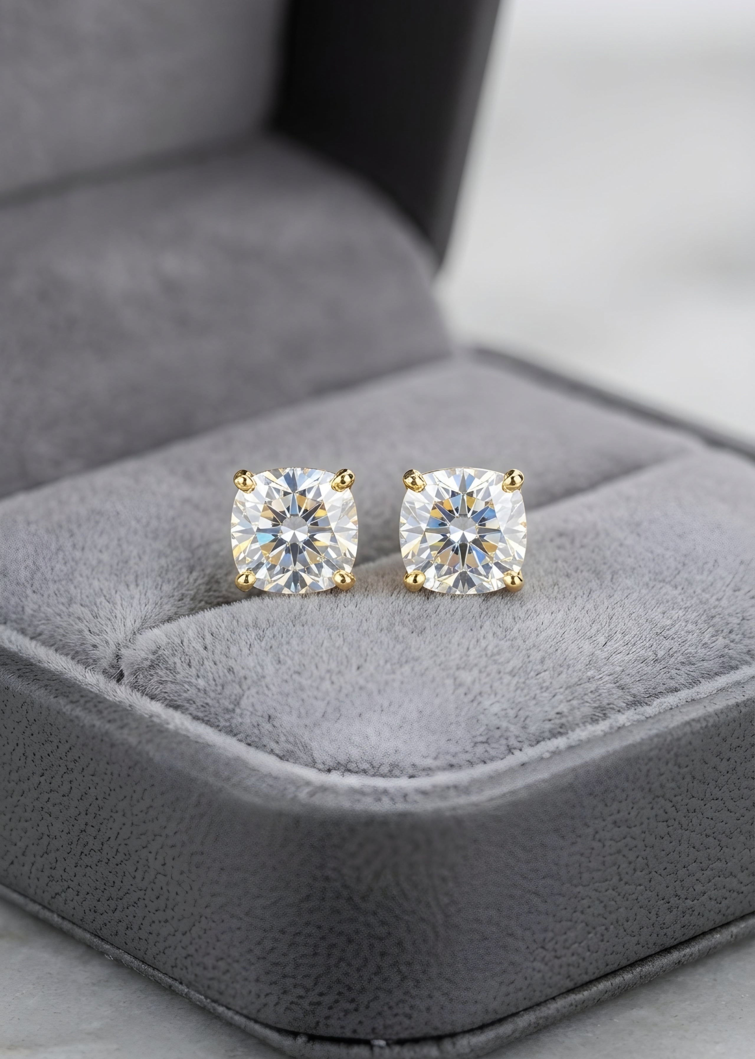 Karan Aujla inspired Moissanite Cushion cut studs (With Certificate) 7.5mm