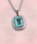 Synthetic Teel Lab Grown Color Pendant Set (With Chain)