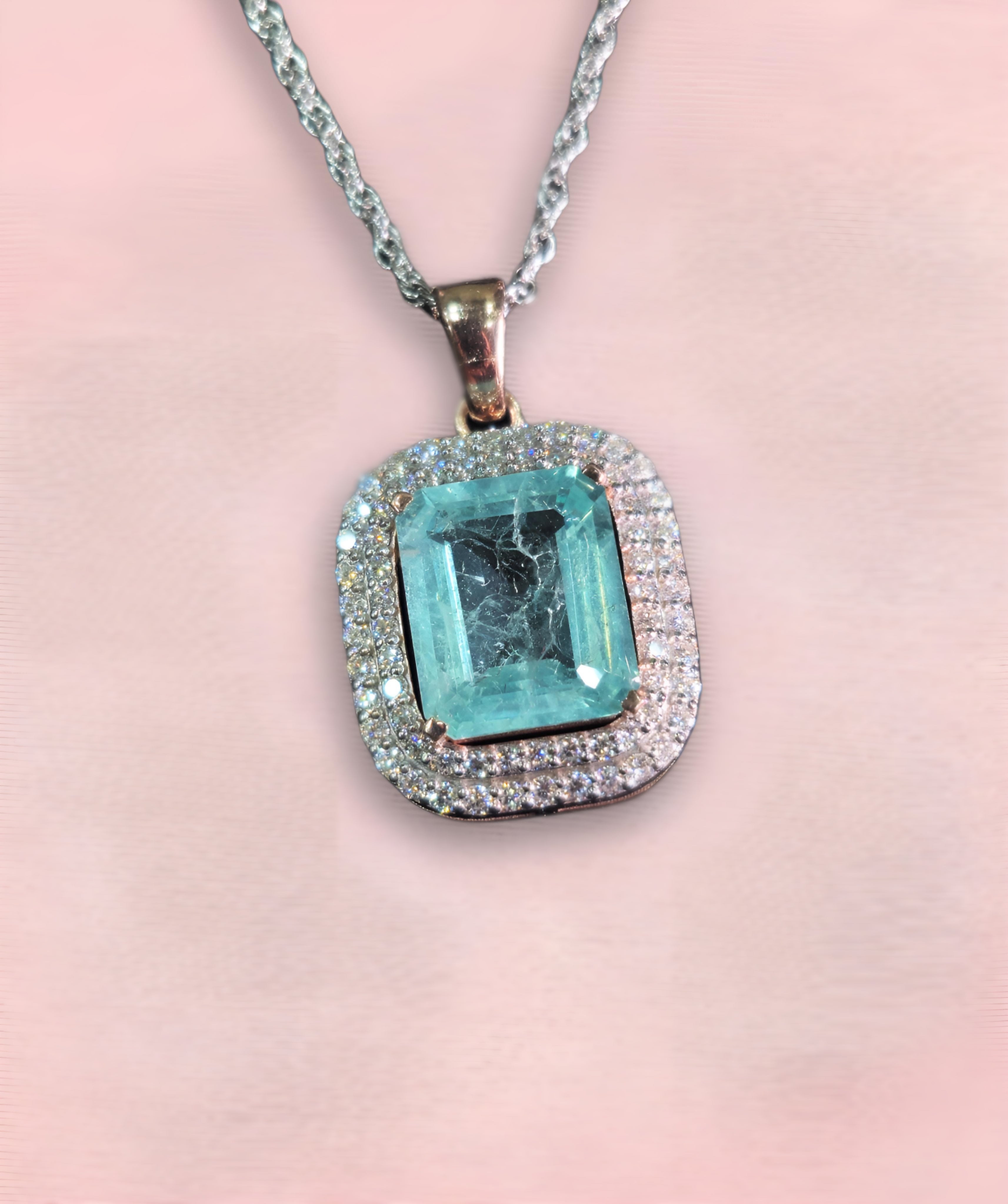 Synthetic Teel Lab Grown Color Pendant Set (With Chain)