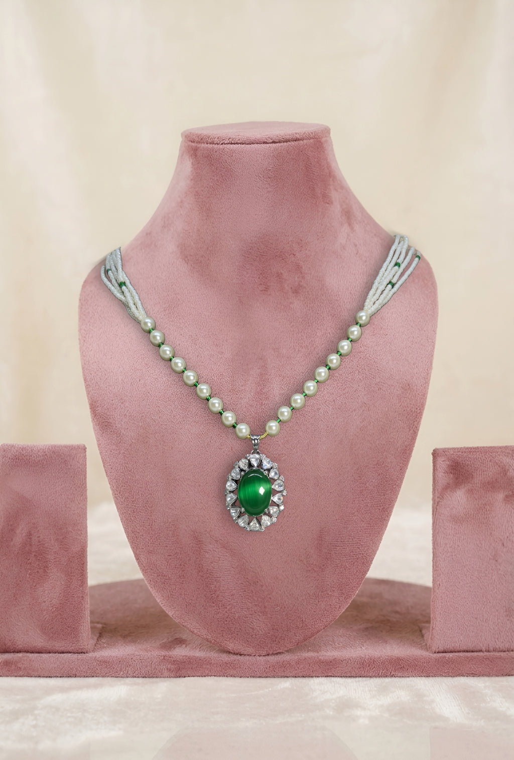 Polki Pendant with Monalisa Color Stone