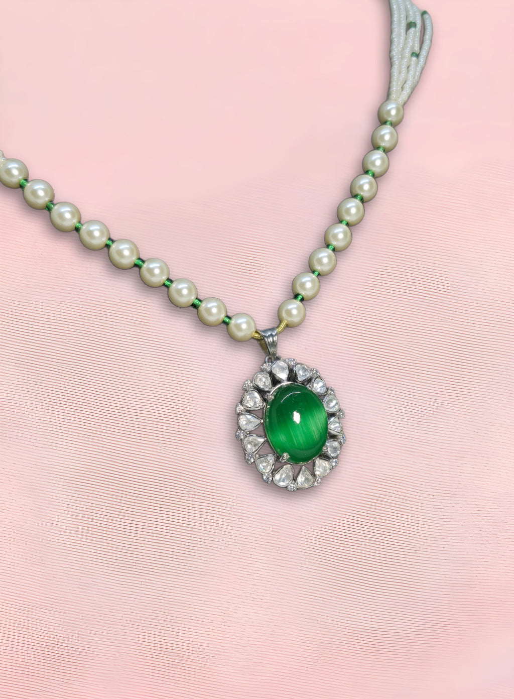 Polki Pendant with Monalisa Color Stone
