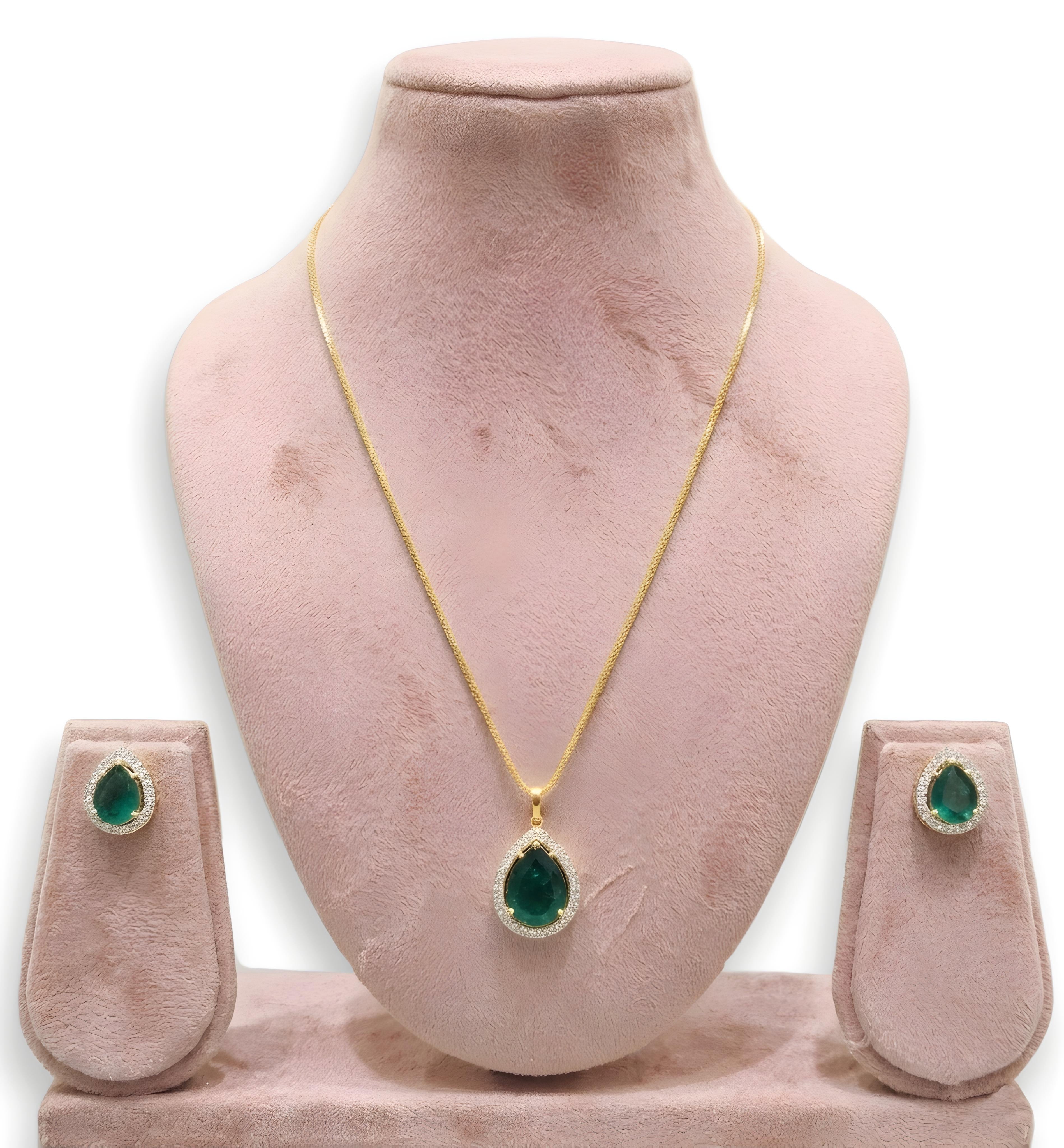 Synthetic Lab Grown Pear Pendant Set