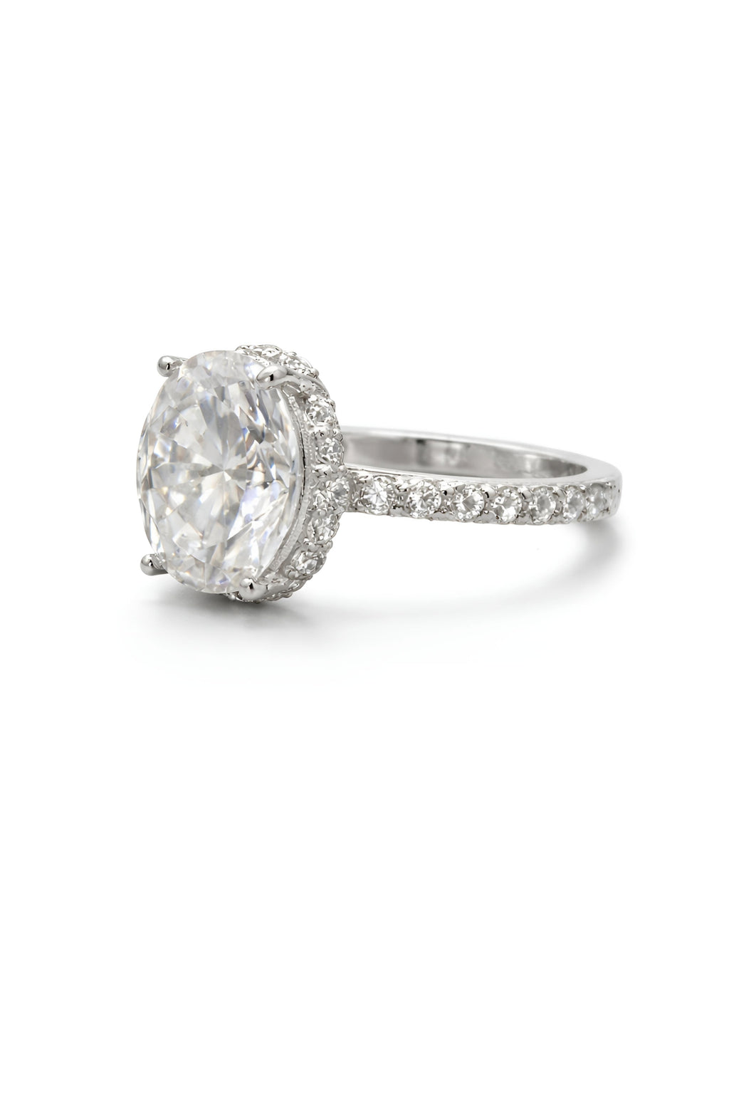 Oval Moissanite Ring (Free Size) With Certificate