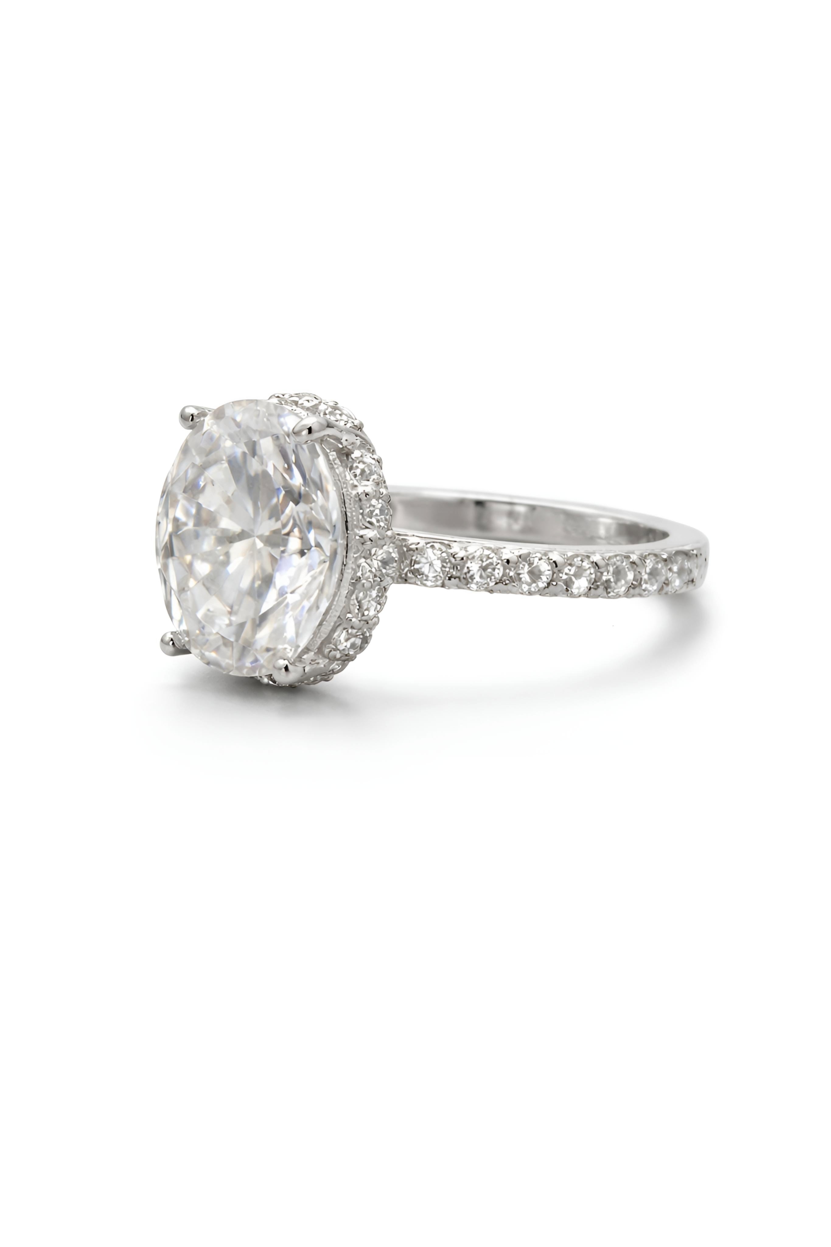 Oval Moissanite Ring (Free Size) With Certificate