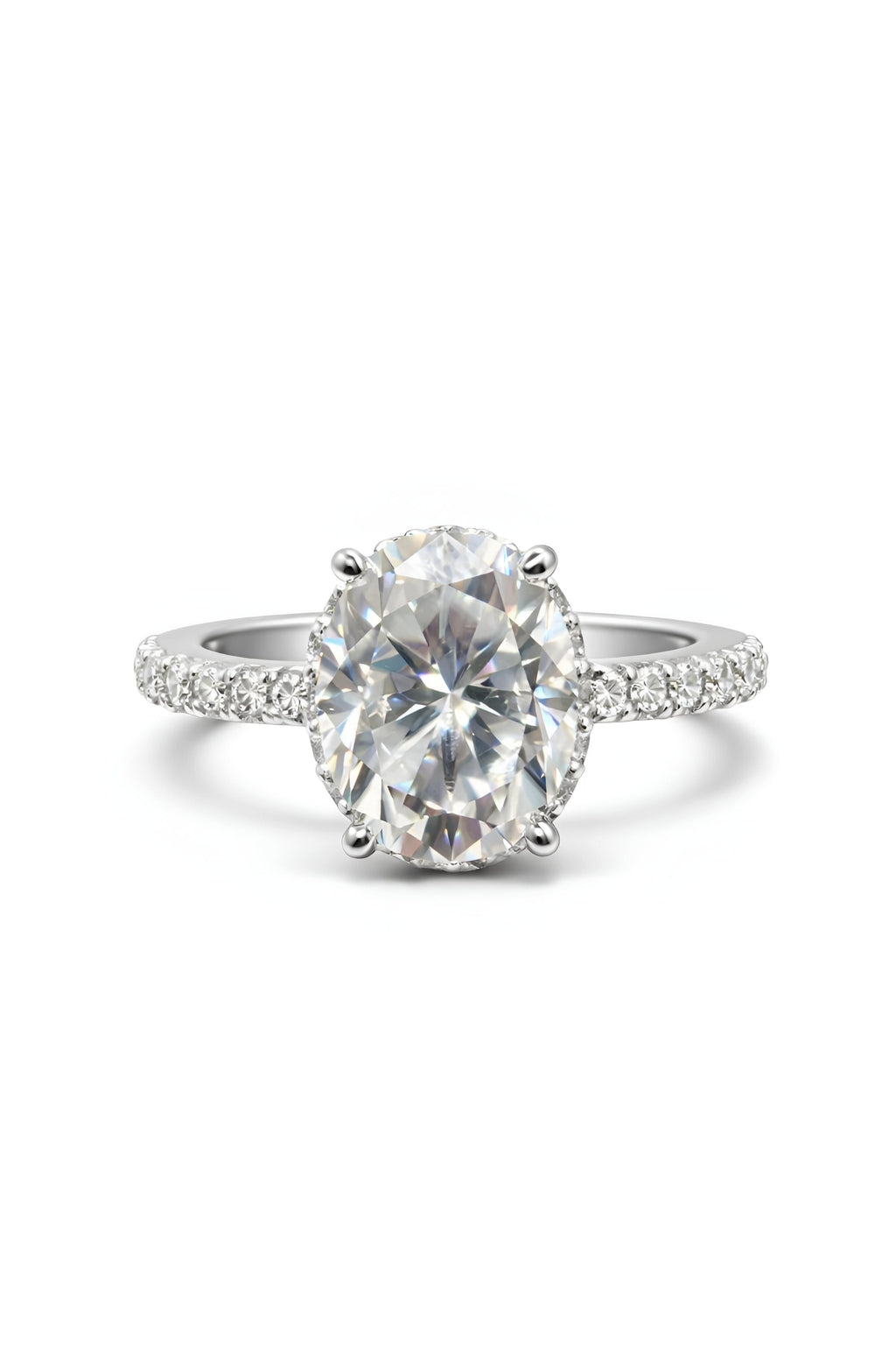 Oval Moissanite Ring (Free Size) With Certificate