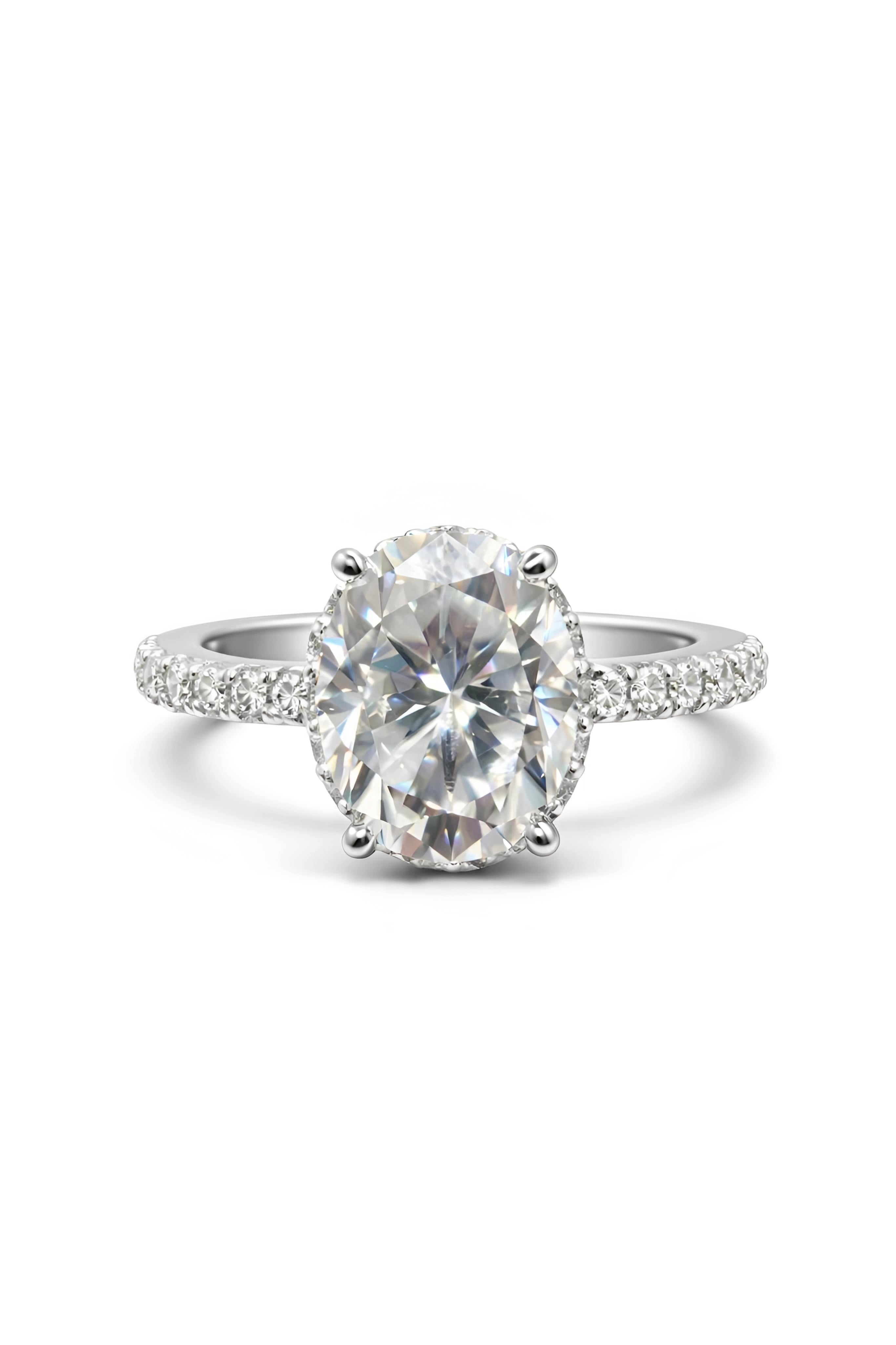 Oval Moissanite Ring (Free Size) With Certificate