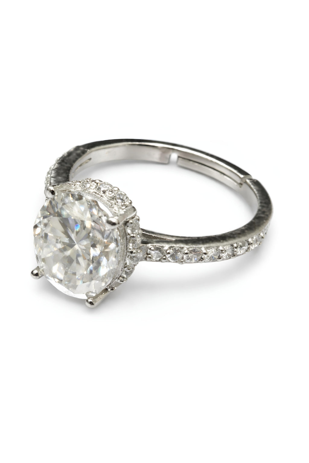 Oval Moissanite Ring (Free Size) With Certificate