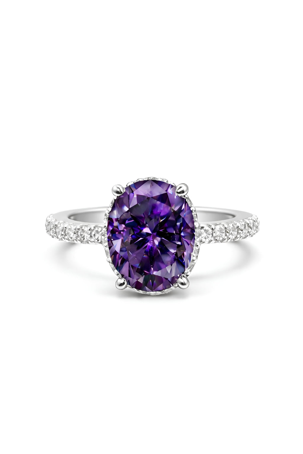 Oval Moissanite Ring (Free Size) With Certificate