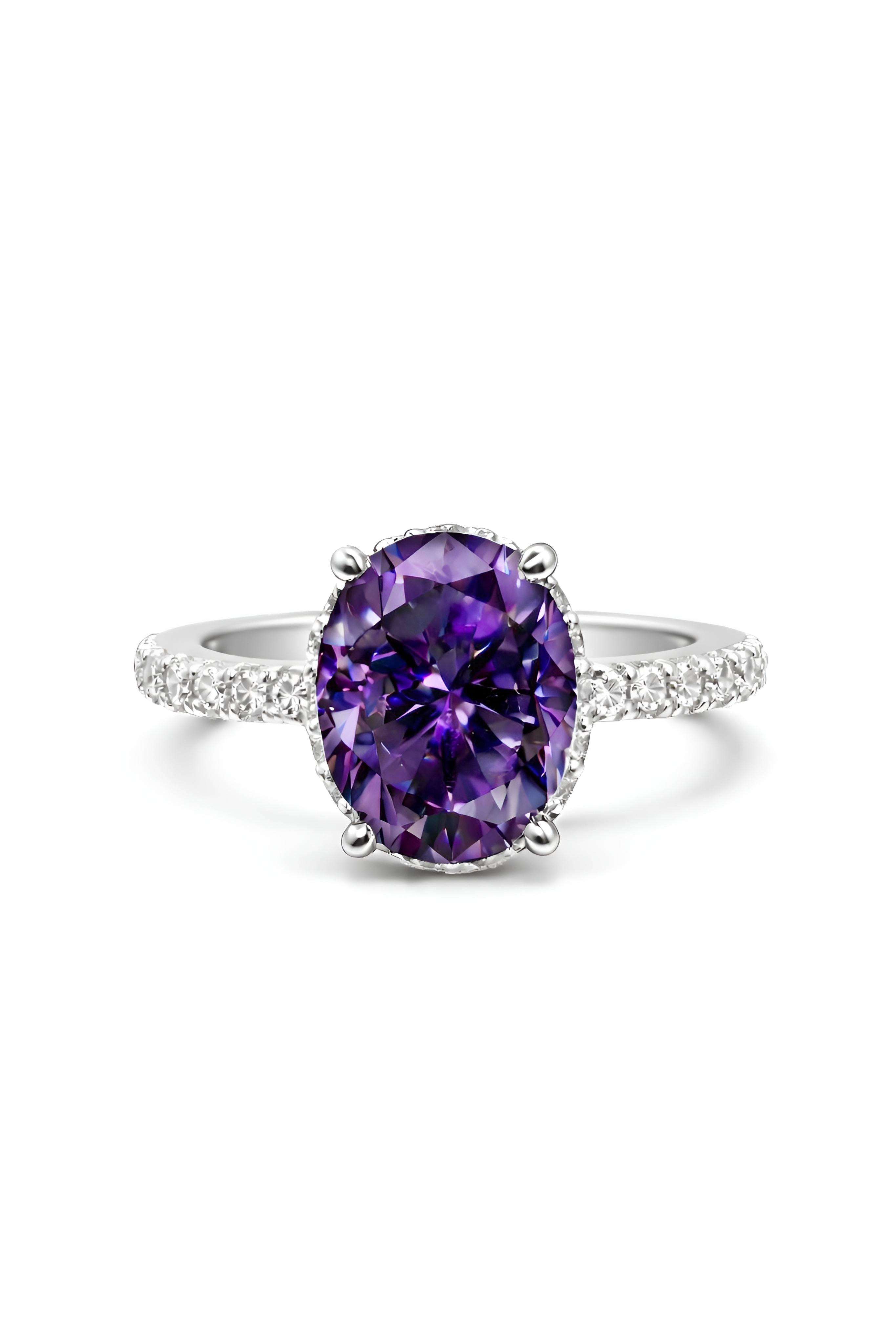 Oval Moissanite Ring (Free Size) With Certificate