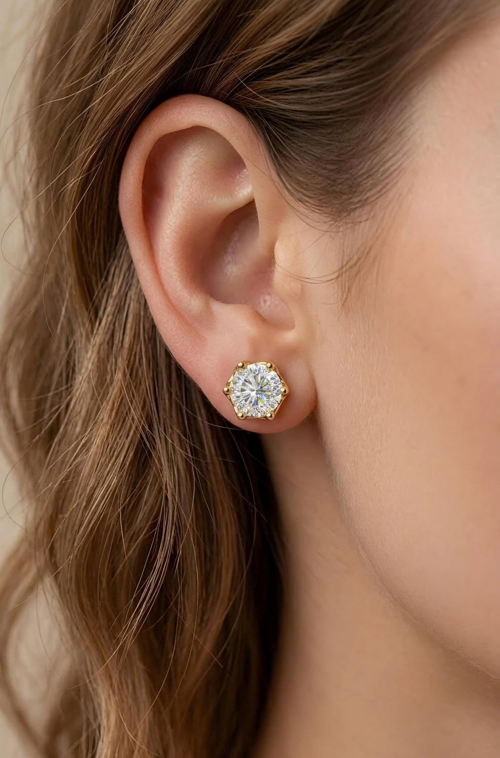 8mm Portuguese Cut Moissanite Studs