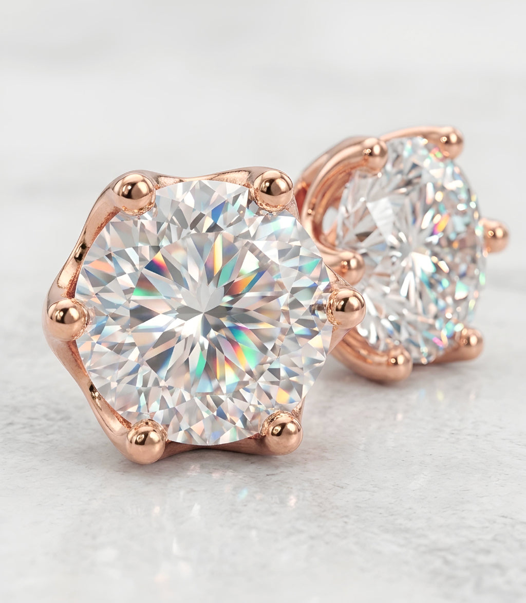 8mm Portuguese Cut Moissanite Studs
