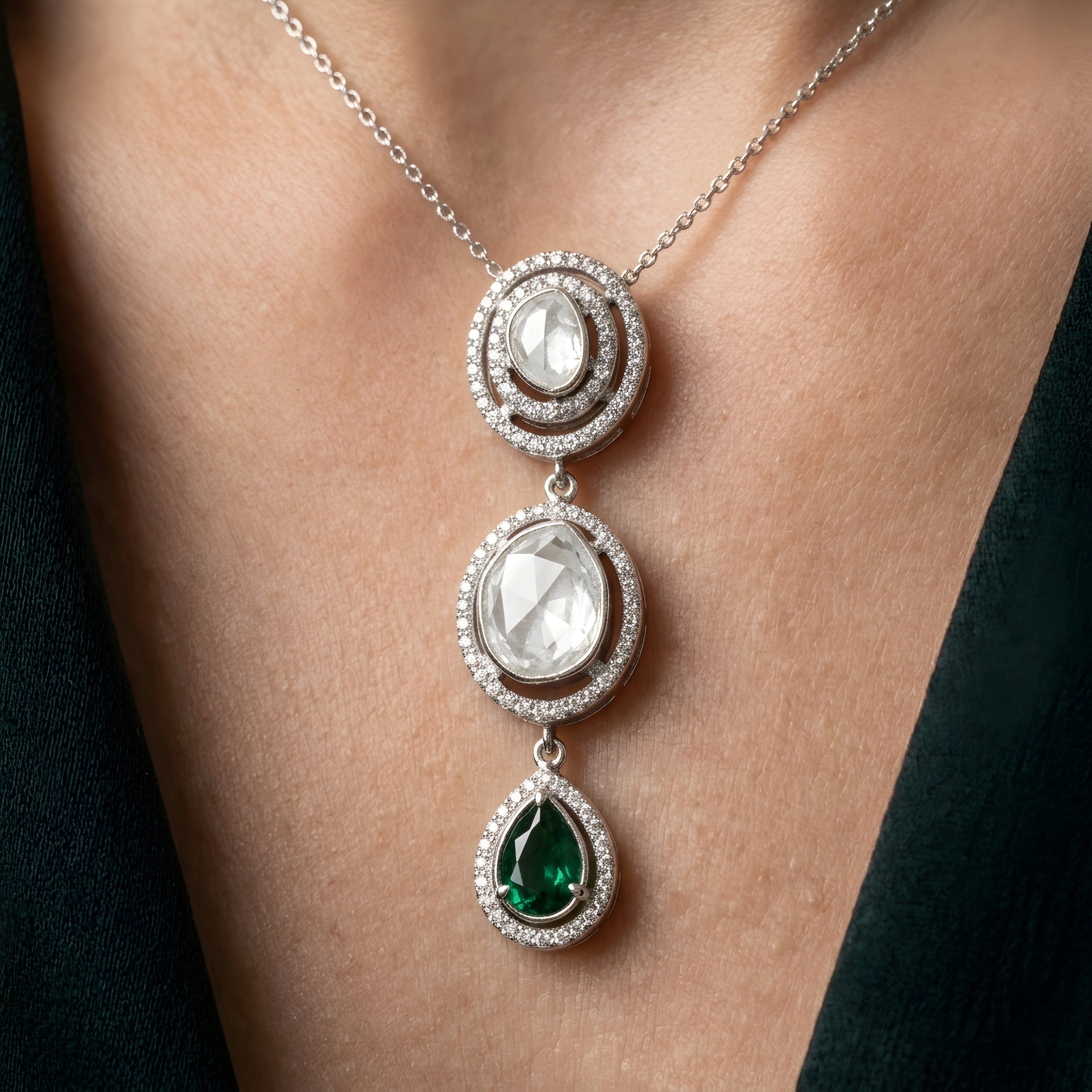 Polki Pendant Set